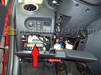 Расположение диагностического разъема Citroen C3
