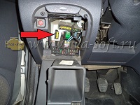 Расположение диагностического разъема Citroen C3